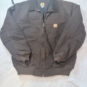 Carhartt 101228 Bankston Bomber Jacket Brown Quilted Flannel Lined L Regular